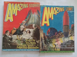Amazing Stories Sci Fi Pulp Magazine HG Wells Edgar Rice Burroughs 1927 - Imagen 1 de 12
