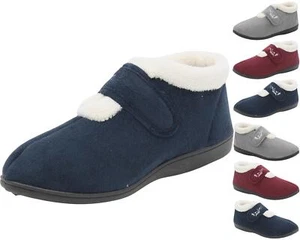 Ladies Wide Fit Womens Memory Foam Slippers Fur Ankle Boots Winter Warm Shoes - Picture 1 of 10