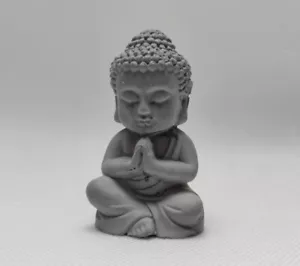 Deko Figur Buddha Spirituell Relax Klein Grau Handmade Geschenk Betonoptik - Bild 1 von 4