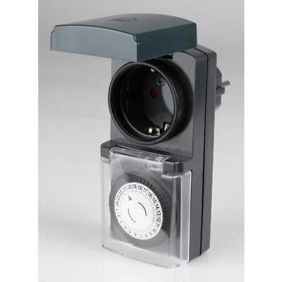 10x HEITECH Elektromechanische Zeitschaltuhr Klappdeckel Außen IP44 Garten Haus - Bild 1 von 4