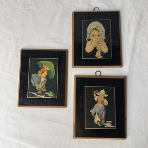 Lot of Vintage Prints Dutch Artist JAN WIJGA & Charlotte Becker Wood Plaque - Bild 1 von 7