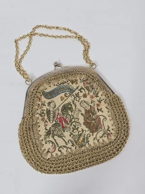 Rare Made In Italy Walborg 1940s Purse Knight And Lady Medieval - Image 1 of 4