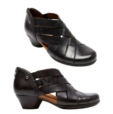 Cobb Hill Woven Laurel Bootie 8W Black Zipper Heel CI6228  - Image 1 of 4