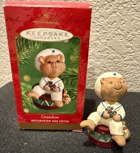 HALLMARK GRANDSON 2001 CHRISTMAS KEEPSAKE ORNAMENTS SAILOR BEAR - Picture 1 of 14