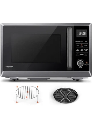 TOSHIBA Air Fryer Combo 8-In-1 Countertop Microwave Oven, with Convection, Broil, Odor R