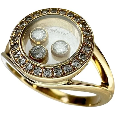 AUTÉNTICO ANILLO CHOPARD HAPPY DIAMONDS ORO K18 82/3926 MUJER #54 US6.75 F/S Foto 1 de 4