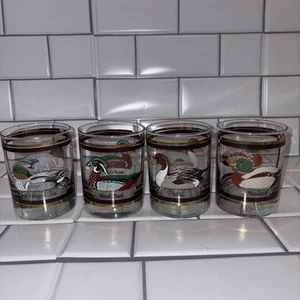 VTG  Libbey Glass Mallard Duck Hunting Bar Whiskey Low Ball Glasses 14oz  Set 4 - Bild 1 von 4