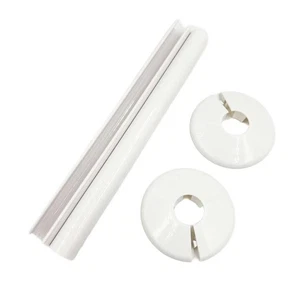 2 x Cubiertas y collares blancos para tuberías de radiador - Imagen 1 de 3