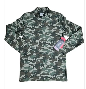 BCG Academy Size XL 18/20 Boys Shirt Cold Weather Mock Neck Green Camo /ZZ - Picture 1 of 3