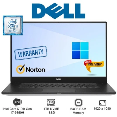 Dell Precision 5540 Core i7-9850H @2.60GHz 64GB RAM 1TB SSD Win 11 NVIDIA T2000 - Image 1 of 4