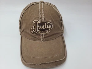 Justin Boots Distressed Flex Fitted (Seems S-M) Hat Cap Casual Men Women Brown - Picture 1 of 12