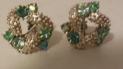 Pendientes de clip vintage firmados Coro imitación aguamarina Foto 1 de 3