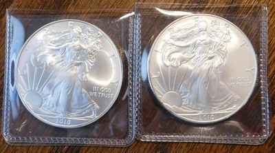 2010 American Silver Eagle Dollars 1 Troy Oz .999 Fine Silver Goddess of Liberty - Image 1 of 2