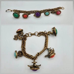 Pulsera con dije de llavero grueso de mediados de siglo motivo griego asiático sin firmar diosa dragón - Imagen 1 de 7