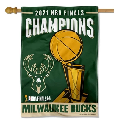 Milwaukee Bucks 2021 Finales Campeones 28 in x 40 in House Banner Flag Foto 1 de 3
