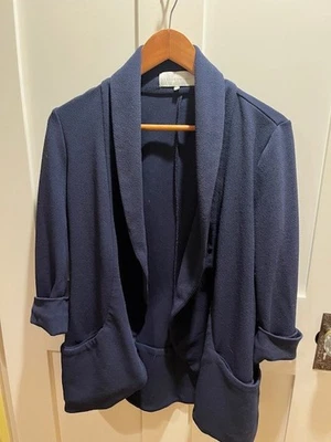 French Mauve Women's Blazer Jacket Size L Navy 3/4 Sleeves Pre-owned  - Image 1 of 4