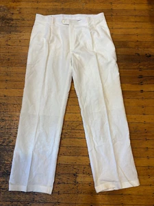 NWT Giorgio Inserti 100% Linen Pants Men's 38 W 32 L Solid White Style #P1134 - Picture 1 of 8