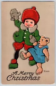 1915 BUON NATALE ORSACCHIOTTO ARTISTA CARTOLINA ANTICA FIRMATA - Foto 1 di 2