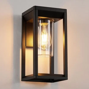 Outdoor Wall Lights Lantern Mains Powered, Outside Wall Lamp with Clear Shade - Picture 1 of 7