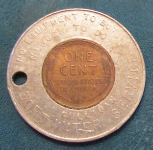 Rosemont ILLINOIS Encased Penny 1950 S  Culligan Soft Water Service Lucky - Picture 1 of 2