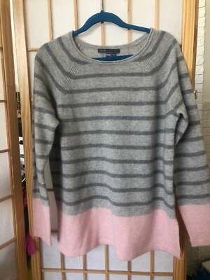 Vince gray straped sweater with pink trim for girls size M - Image 1 of 3