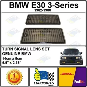 Genuine BMW E30 Early Model Metal Bumper Smoke Turn Signal Blinker Lens Set L&R - Picture 1 of 7