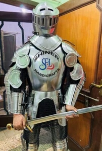 Medieval Full Body Suit Of Wearable Silver Polish Armor For Cosplay/Roleplay - Picture 1 of 9