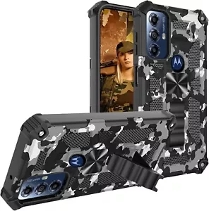 Stoßfeste Handyhülle für Motorola G 2023 Weiß Camouflage Ständer - Bild 1 von 11