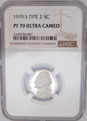 1979-S Type 2 Jefferson Nickel NGC PF70 ULTRA CAMEO = Scarce & Rare Book $700 - Image 1 of 4
