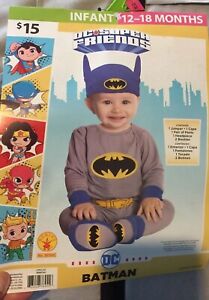 Batman Baby Costume Infant 12/18 Months Romper And Headpiece Infant
