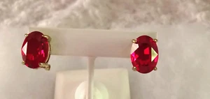 HEIDI DAUS "Grand Oval Rocks" (Ruby Red-Crystal Color) Omega-Pierced Earrings - Picture 1 of 12
