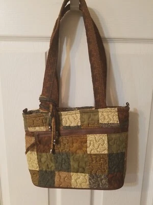 Donna Sharp Patchwork Acolchado Mensajero Bolso de Hombro, Cartera Azul Verde Marrón Foto 1 de 4