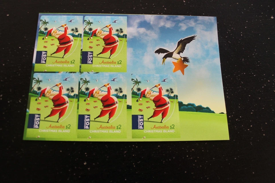 Folleto de estampillas de Santa P&S de Navidad de Isla de Navidad 2017 como nuevo Foto 1 de 1