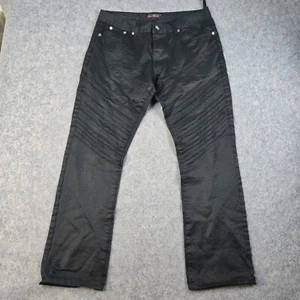 Old Skool Jeans Mens 38x32 Straight Leg Black Pants Coated Grunge Y2K Skater - Picture 1 of 12