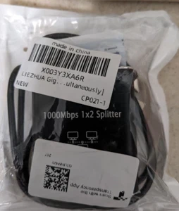 Liezhua 1000Mbps Ethernet Splitter 1 to 2 - Network 1 2, Factory Sealed - Bild 1 von 3