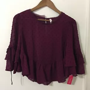 Xhilaration Damen Medium 3/4-Ärmel Auberginenbluse neu mit Etikett #172 - Bild 1 von 7