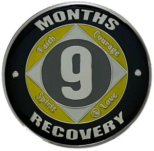 NA 9 Monate Medaillon, Recovery Chip, 12 Step Token, Narcotics Anonymous Coin - Bild 1 von 2
