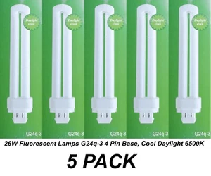 5x GE Biax D 26W CFL Fluorescent Globes Bulbs 6500K Daylight G24q-3 F26DBX/865 - Picture 1 of 4