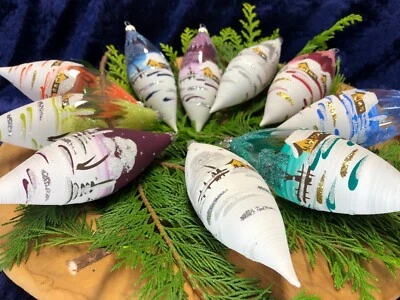 Zapfen Glas Tannenzapfen Olive Tropfen Christbaum Baumbehang Handarbeit Lauscha - Bild 1 von 4