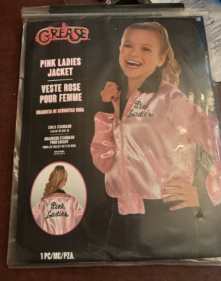 Pink Ladies Jacket Grease Girls Child up to Size 10 Halloween 50s Costume New - Image 1 of 4