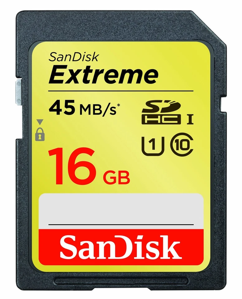 Sandisk Extreme 16GB SDHC SD Card UHS-1 Class 10 45MB/s 4K V30 SDSDXNE-016G - Image 1 of 1