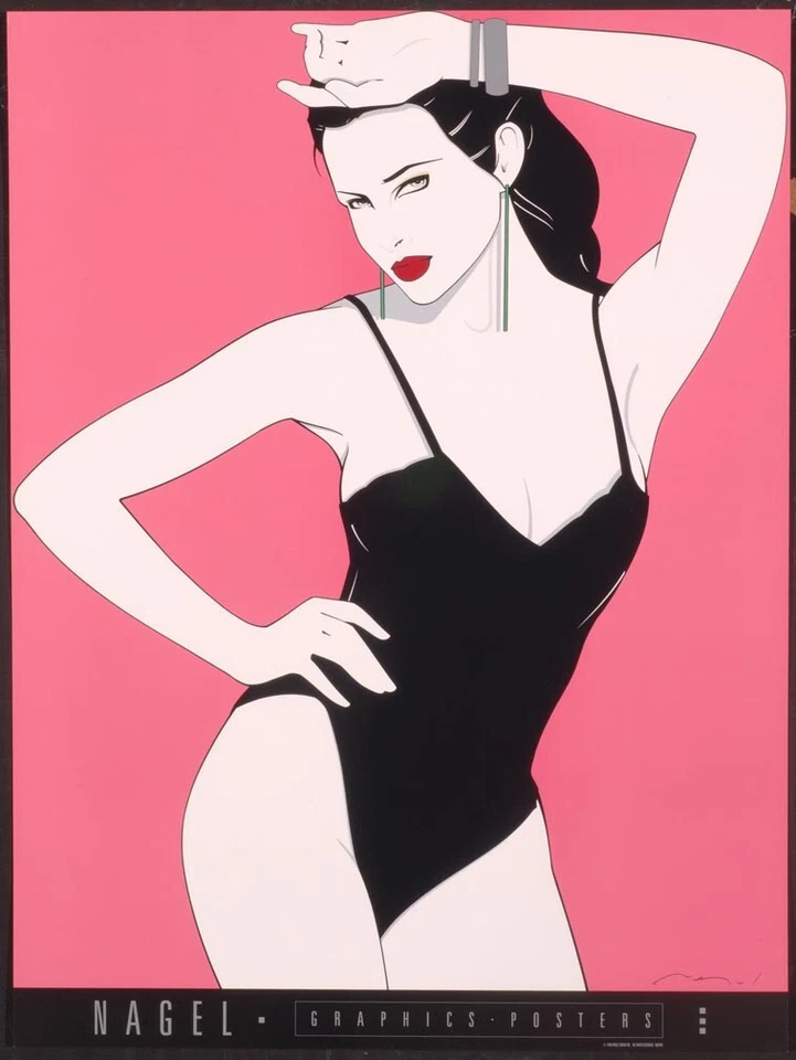 Patrick Nagel NEGRO PELUCHE Raro Litografía Bellas Artes; Sexy Traje de Baño Agotado Foto 1 de 1