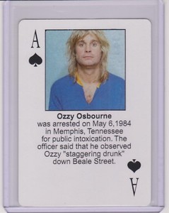 RARE 2003 STARZ BEHIND BARZ OZZY OSBOURNE PLAYING CARD ~ MUG SHOT  BLACK SABBATH