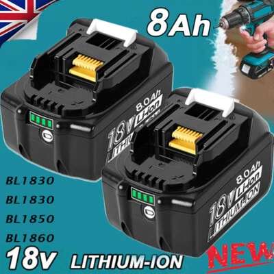 BONACELL 2X 8.0Ah Batteries For Makita 18V LXT Battery Li-Ion BL1830 BL1840 BL1850 BL1860