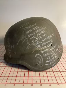 US Army USMC 1983 Military PASGT HELMET Large Chinstrap Green GENTEX Trench Art - Picture 1 of 10