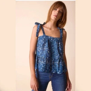 NUEVO CON ETIQUETAS - Top St. Roche Bluebell Indigo 2 Mujer Azul Floral Halter - Imagen 1 de 7