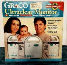 GRACO Ultraclear Baby Monitor w 2 Receivers Sound & Lights phone tech free ship