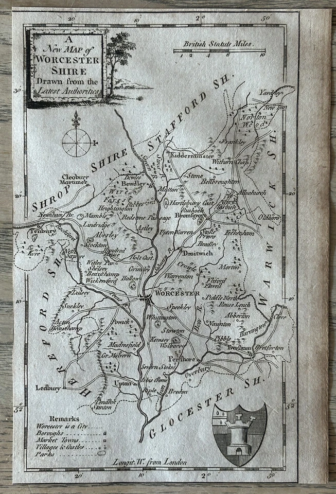 1794 Worcestshire Original Antique Map by Thomas Conder - Image 1 of 1