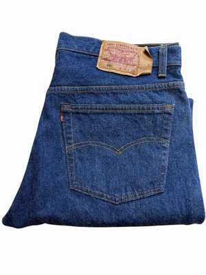 Vintage Levi's 501 Jeans 37X33 Dark Blue USA Made Straight 1991 Button Fly - Image 1 of 4