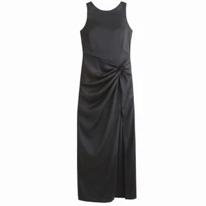 Abercrombie & Fitch Kleid drapierter Rock Maxi Gr. XL hinten offen hoher Schlitz schwarz - Bild 1 von 5